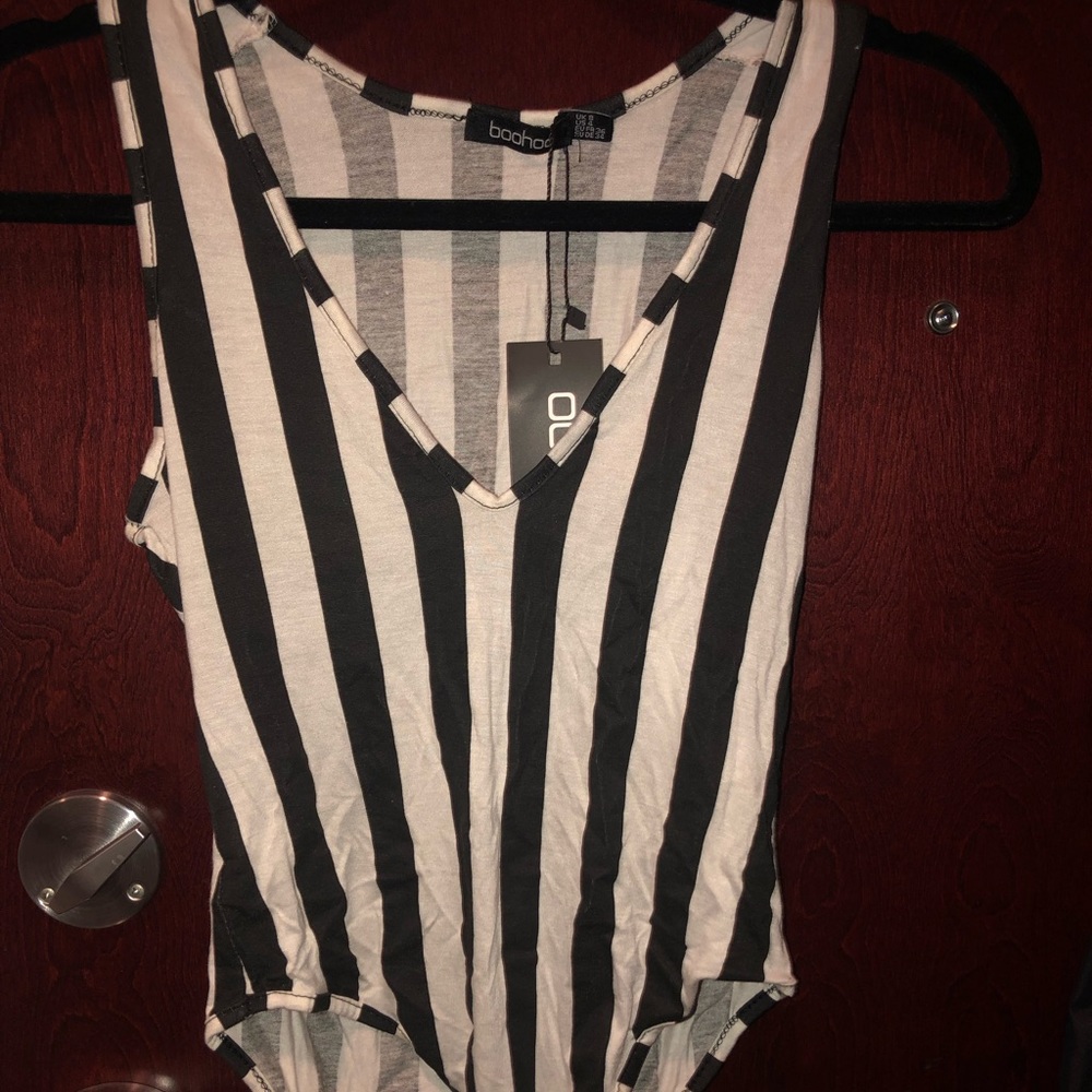 NEW boohoo striped bodysuit